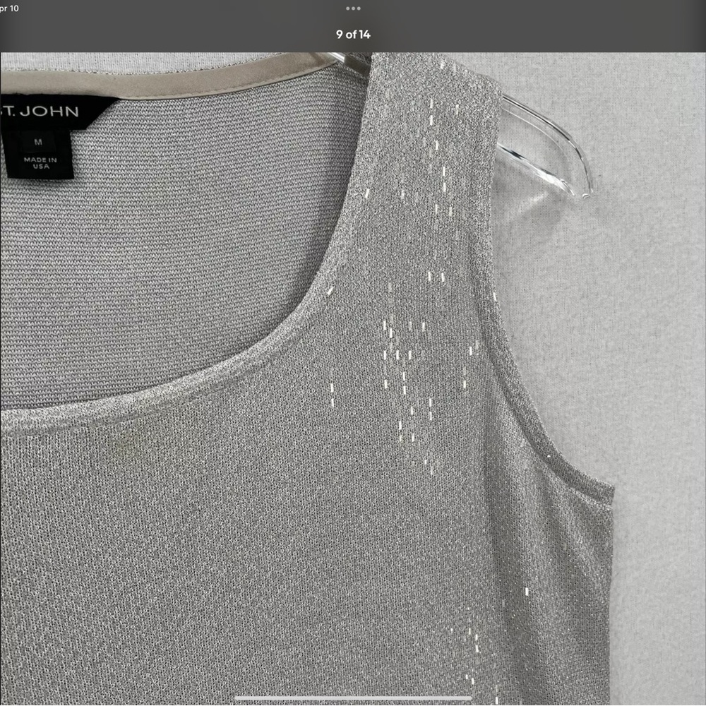 St John silver metalllic knit tank